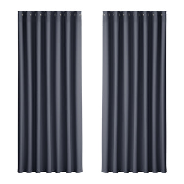 Artiss 2X Blockout Curtains Eyelet 240x230cm Charcoal
